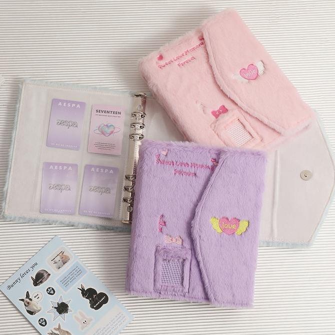

(A5 Size) Memoire Binder Photocard Album PC Fluffy Bulu Plush Collect Book Binder Album Photocard Tempat Foto SS8