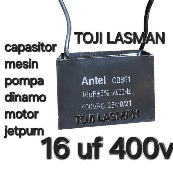 Baru ( 16 uf 400v ) KAPASITOR CAPASITOR SANYO POMPA MESIN DINAMO KOTAK HITAM SEGI 16UF 16 UF MIKRO 4