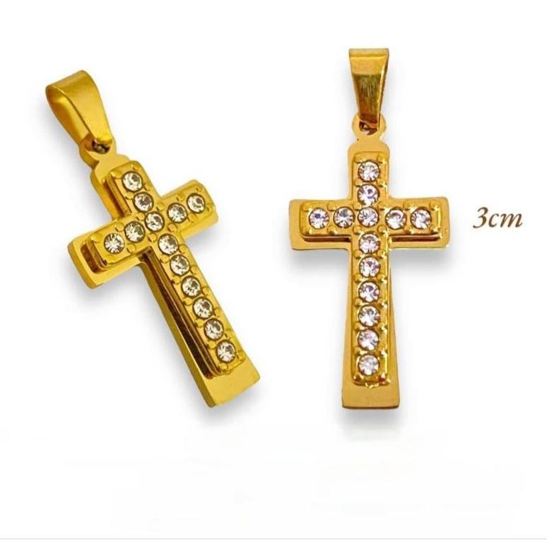 nl-8 Am67 Liontin Salib Titanium Mata Segi 3cm M33/23 - Liontin Salib Titanium - Liontin Salib Titan