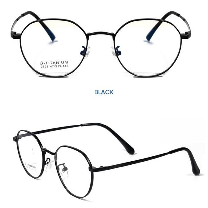 Sale Kacamata Minus Titanium Elastis Frame Bulat Pria Wanita - Iooi 2825