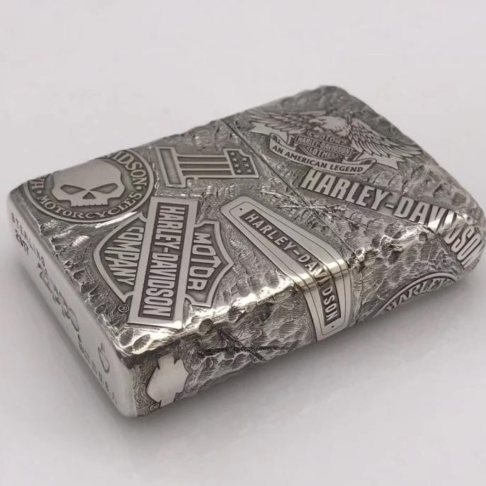 Lighter Zippo Silver Harley Davidson Brass Armor 162 Korek Api Minyak
