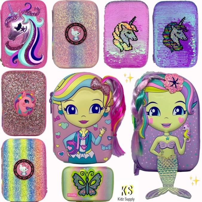 

Kotal Tempat pensil hardtop glitter sequin usap anak perempuan unicorn liquid