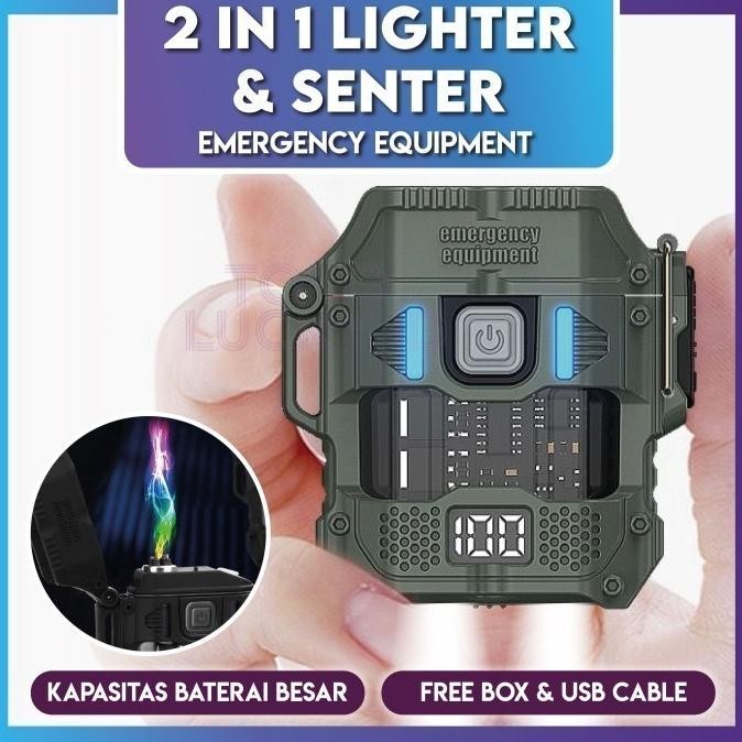 Senter Korek Api Elektrik 220Lm 2in1 Plasma Lighter Camping Hiking