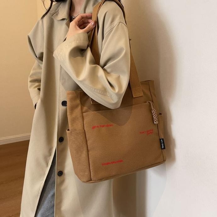 TAS TOTE BAG WANITA KANVAS RESLETING TAS IMPORT WANITA FASHION KOREA