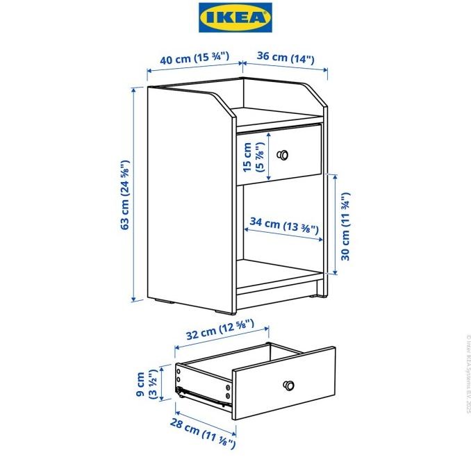 Murah Ikea Hauga Meja Nakas Samping Tidur Putih 40X36 Cm