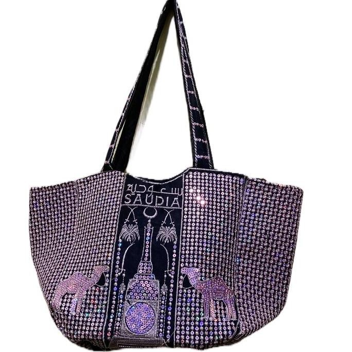 Tas wanita tote bag cangklong jumbo motif arab pakistan oleh oleh haji umroh ukuran besar tas kanton