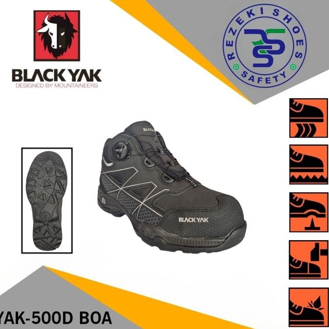 Sepatu Safety Black Yak 500D BOA - Sepatu Sport Safety Black Yak 500D