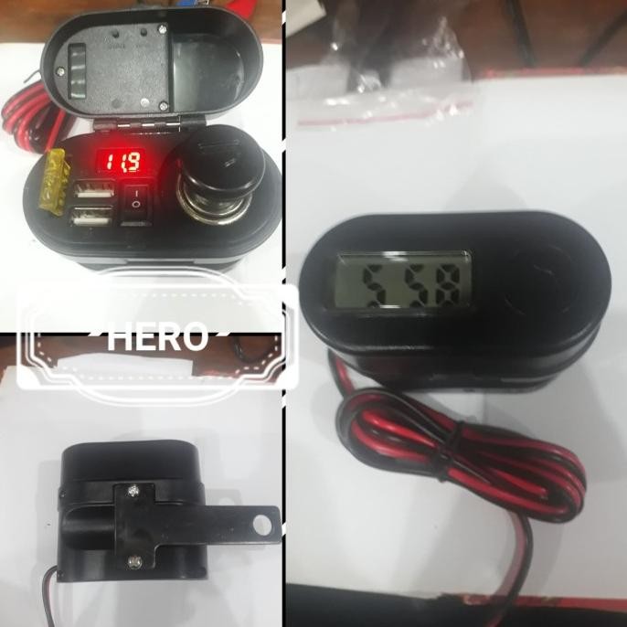 promo charger hp 3a/1.5a voltmeter jam kalender smoke semua motor dan mobil
