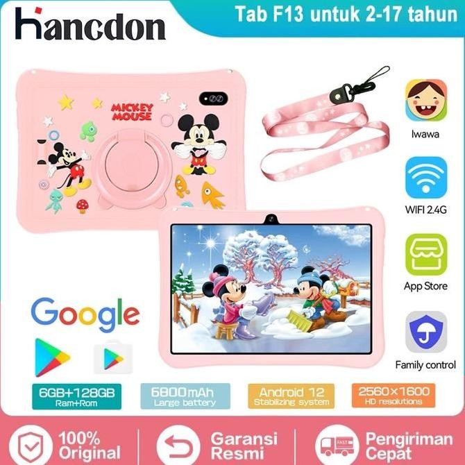 HJK HancdonF13 Tablet Edukasi Anak Dengan Kemasan Tas / Tablet Android Untuk Belajar Anak / Tablet A