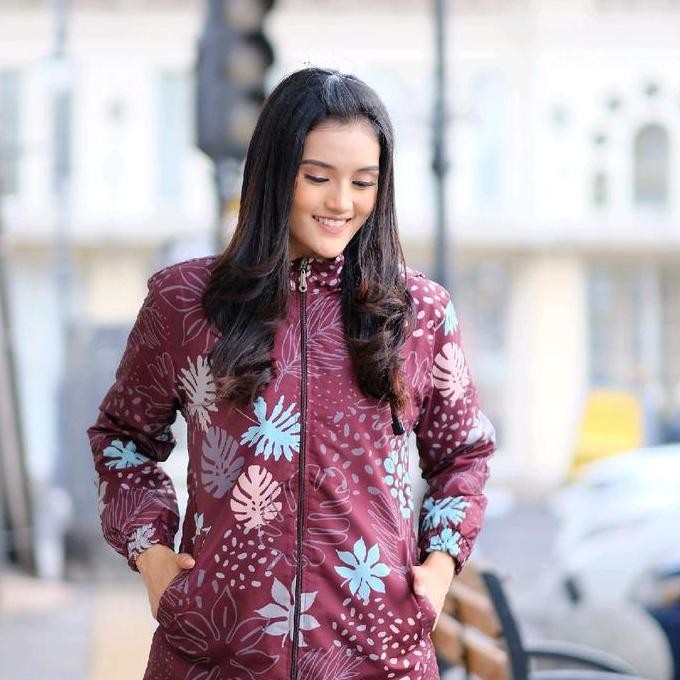 Zhafiraoutfit Jaket Tunik Full Printing  Motif Anti Air Anti Angin Musim Panas Musim Dingin Panjang 