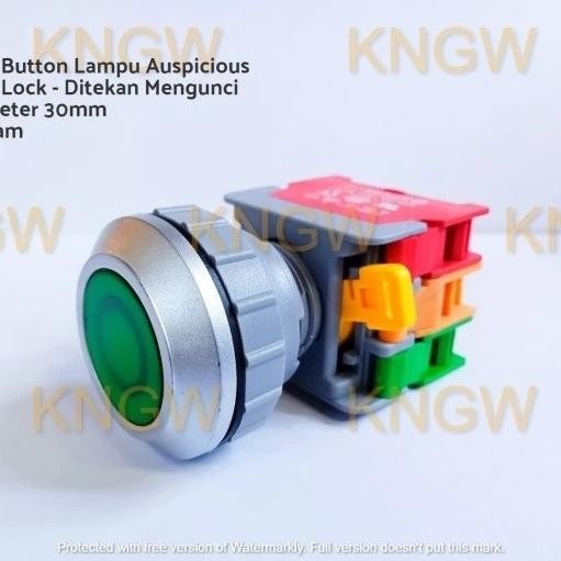 Push Button + Lamp 30Mm Push Lock Auspicious - Push Button Lampu New Stok