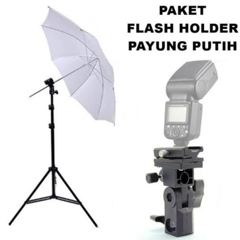 Paket Light stand MATVEL + payung putih + Flash holder Lightstand Tas Tripod Bag Lampu Lighting Stud