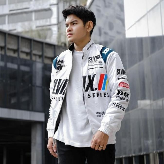 Jaket Racing Nascar Gama Weekly Series Hitam Dan Putih Salvio Hexia Pria Baseball