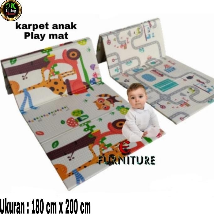 baby play mate, matras lipat anak, karpet anak, playmate motif 2 sisi