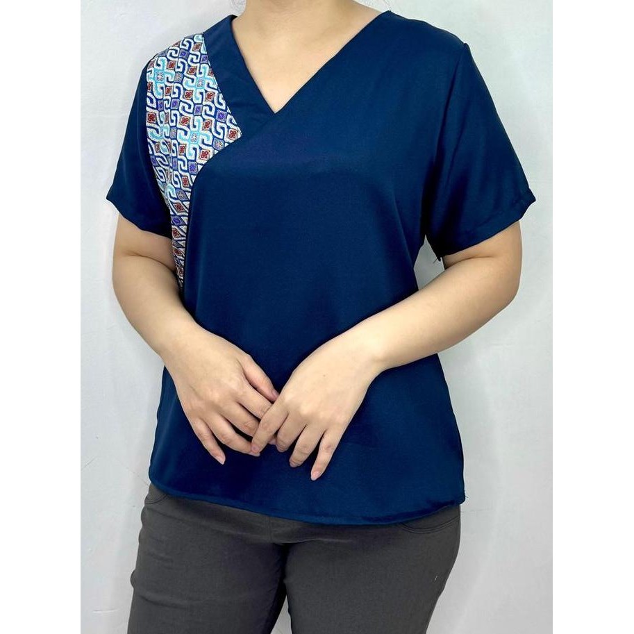 Tersedia LVL - New Blouse Jumbo Batik Vior Atasan Vneck Wanita Blus Jumbo Cewek Model Baju  Kombinas