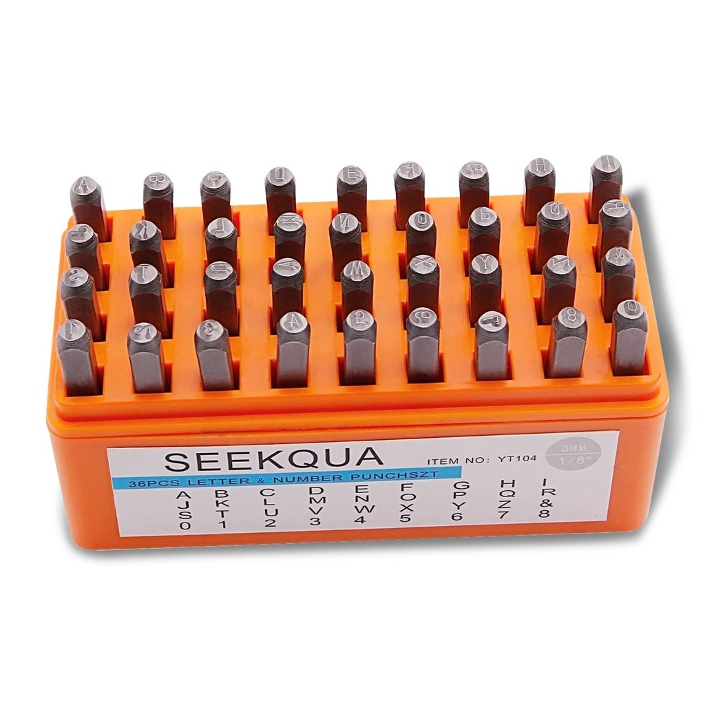 

Set Stempel Angka & Huruf Kapital 36-Piece 3mm (A-Z & 0-9) Sempurna untuk Mencetak pada Logam, Plastik, Kayu, Kulit.1/8 (3mm)