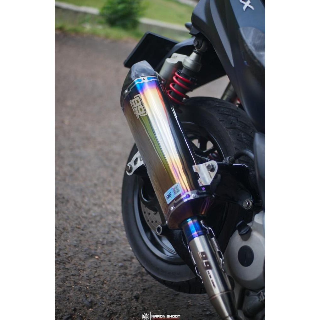 Knalpot Racing Original 99 Racing Exhaust Untuk Xmax Blue Fullsystem