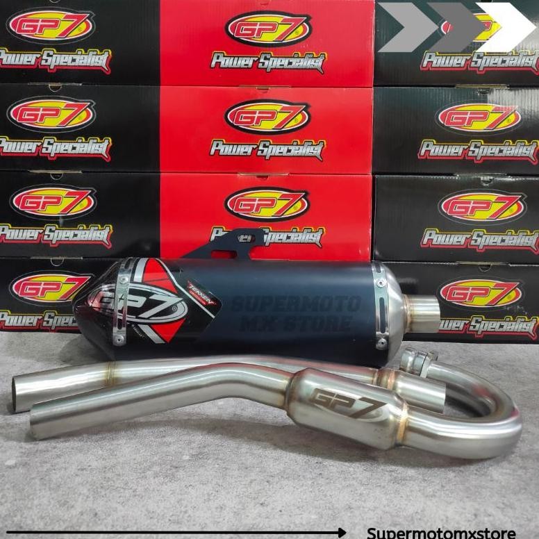 KNALPOT GP7 TEKKEN BLACK EDITION CARBON TEKKEN BLACK END CAP KLX DTRACKER CRF WR