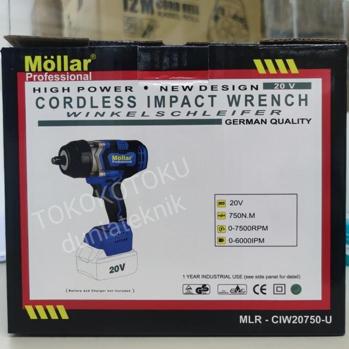 Promo Mollar Ciw20750 Cordless Impact Wrench Brushless 750 Nm / Jld 550 Nm