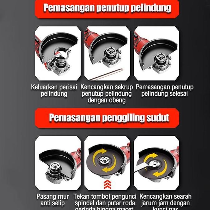 Grosir Reaim Gerinda Baterai Cordless Brushless Mesin Gerinda Tangan Lengkap 4 Mata Angle Grinder El