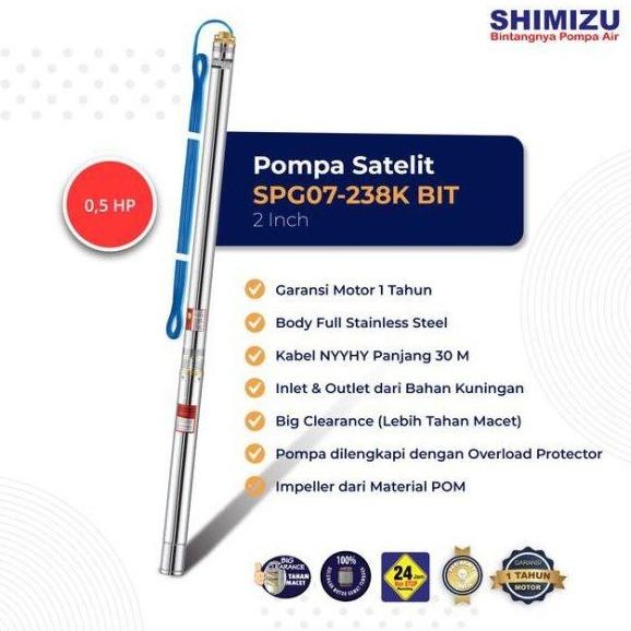 Grosir Shimizu Spg07 238 K Pompa Submersible 2 Inch 0.5 1/2 Hp Pk Sibel Satelit Kabel + Control Box