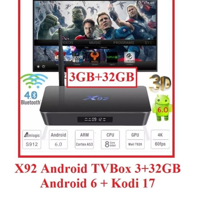Promo Android Tv Box X92 3Gb 32Gb S912 Smart Internet Media Player Tvbox