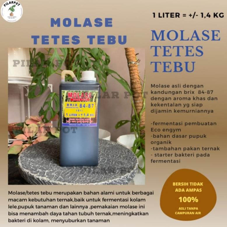 MOLASE TETES TEBU PREMIUM MURNI ASLI TANPA CAMPURAN KEMASAN 1 LITER - MOLASE 1 LITER