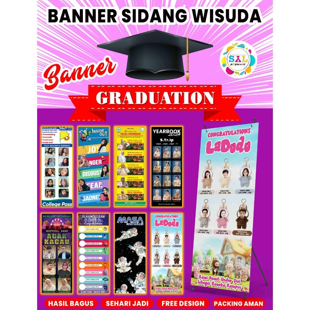 ''Terlaris" Cetak Spanduk Wisuda Banner Lulus Kuliah Graduation Baner Free Design Murah