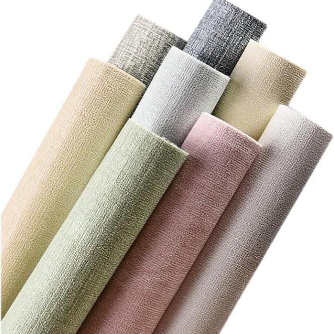 (Ready stock) Wallpaper Dinding Linen Foam Tebal Bahan Foam XPE Dengan Serat Linen