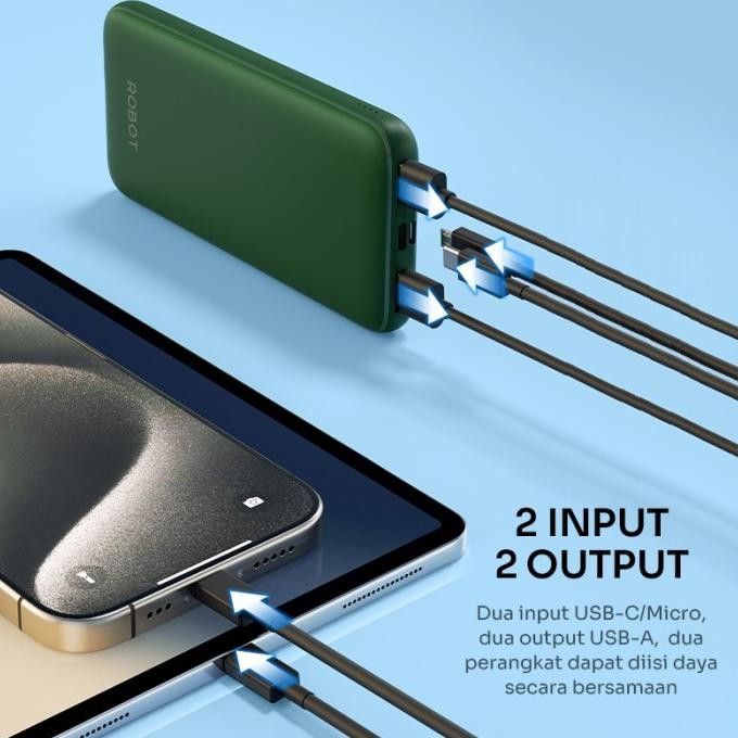 ROBOT PowerBank RT12 10000 mAh Dual Input Output Slim Original - Garansi 1 Tahun [Bisa COD]