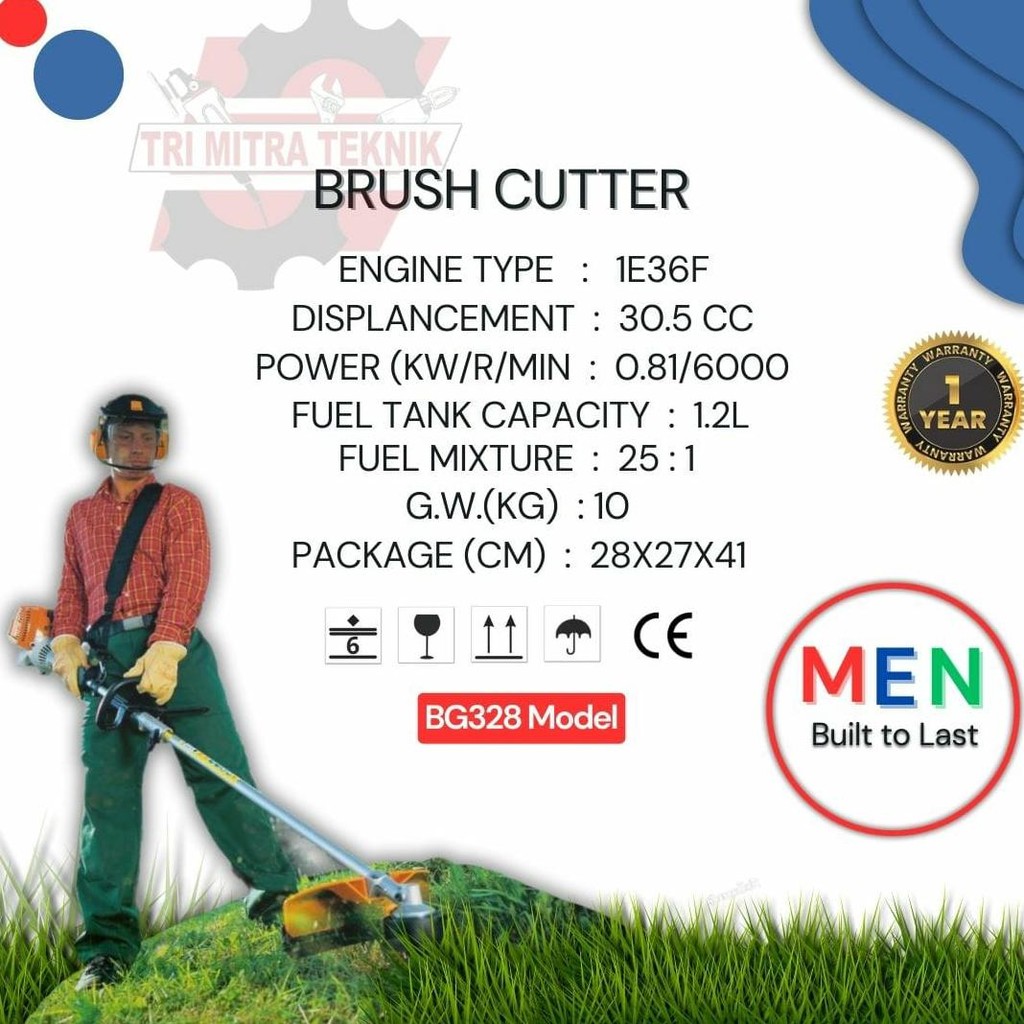 MEN BG328) Mesin Potong Rumput BG328 2 Tak / Portable Brush Cutter Pemotong Rumput BG 328 BG-328 MEN
