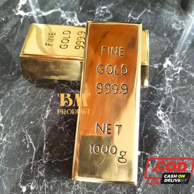 Miniatur Emas Batangan 1000 Gram Miniatur Emas Kuningan Diecast Fine Gold Replika Emas Co