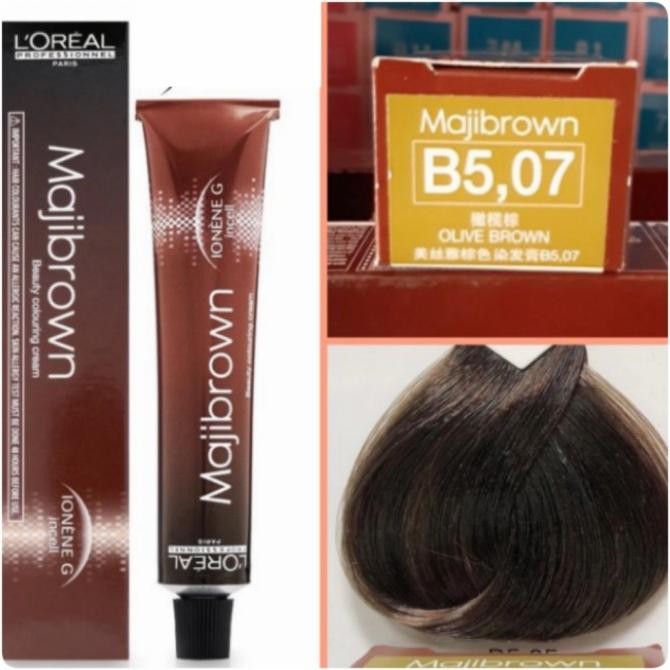 cat rambut loreal majibrown 5.07 olive brown , pewarna rambut