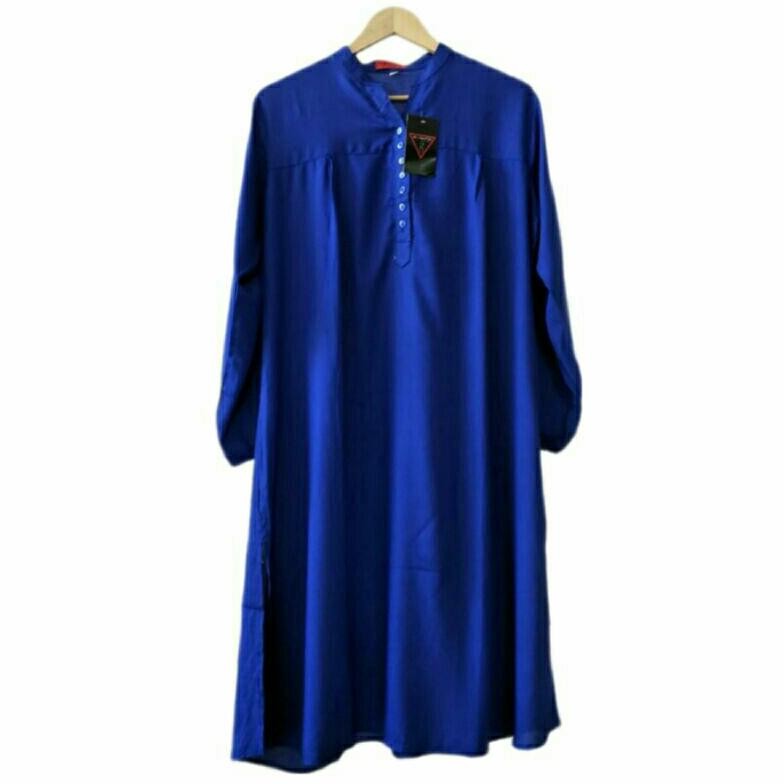 Tunik Katun Rayon Polos Jumbo Biru Bca