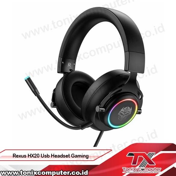 Rexus HX20 Usb Headset Gaming V.7.1 (LED) + RGB Light Mic Detachable