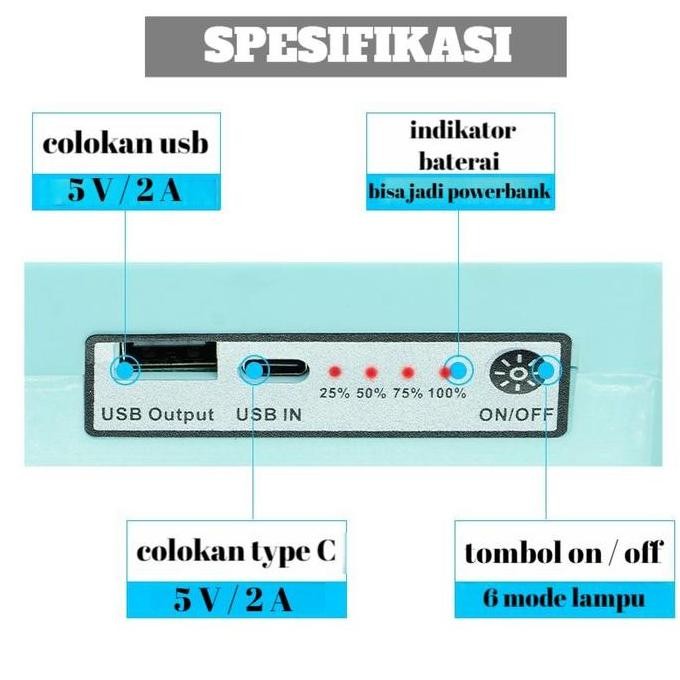 Lampu Darurat Tenaga Surya 3 In 1 Lampu Emergency Lampu Powerbank Saklar Senter
