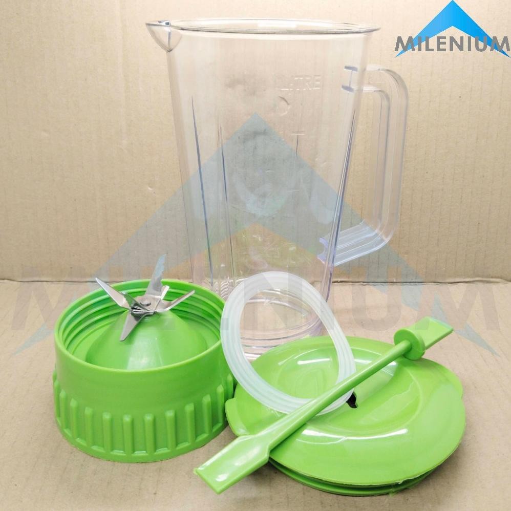 Blender Mounting + Gelas SET JUS Miyako Gear Kopel Plastik FULL SET Warna HIJAU / Pisau Blender 1L