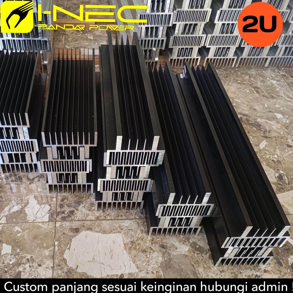 HEATSINK / PENDINGIN 2U WARNA HITAM SUPER TEBAL 7,5 MM (20CM-50CM) BANDAR POWER