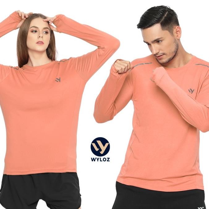 WYLOZ BAJU GYM KAOS LARI TRAINING OLAHRAGA SPORT PANJANG PRIA ORANGE