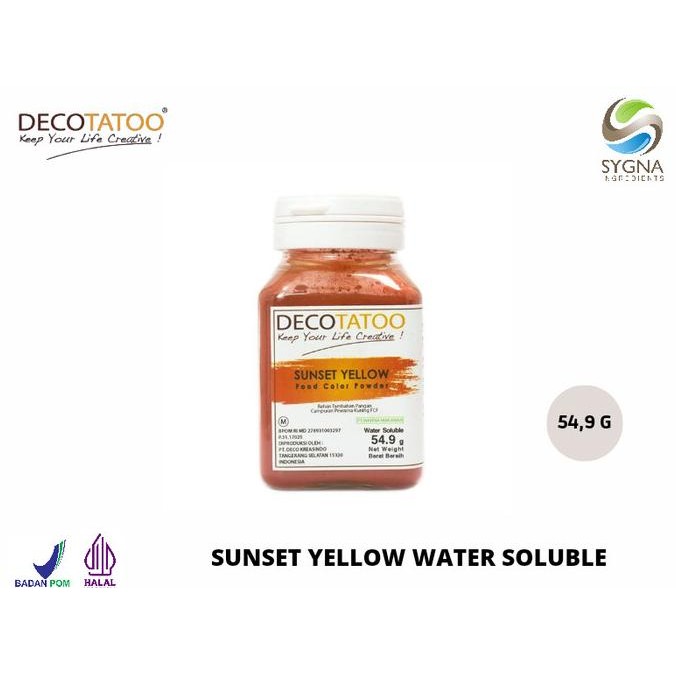 

Murah Pewarna Makanan - Water Soluble Decotatoo - Sunset Yellow (Orange)