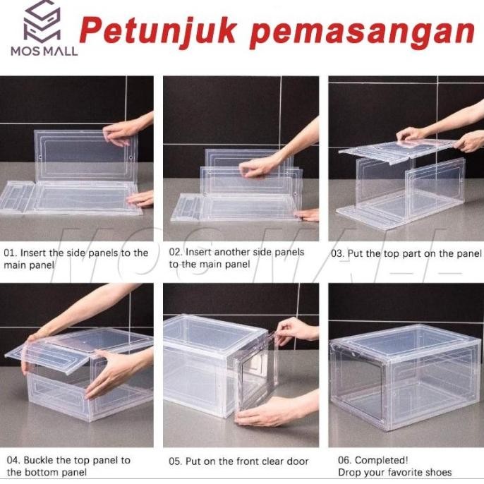 Kotak Sepatu Transparan Akrilik, Dapat Menampung Sepatu AJ, Nike, Converse, Dapat Ditumpuk, Pintu Bu