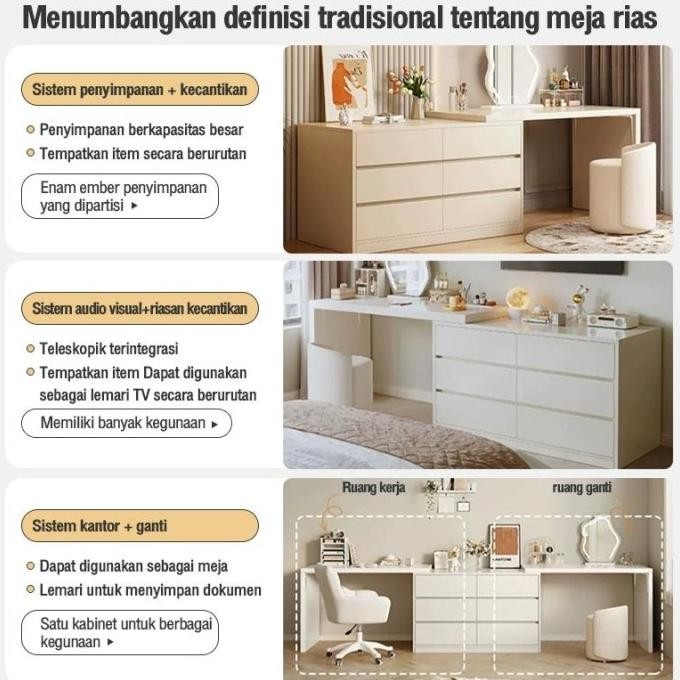 Meja Rias Aesthetic Meja Belajar Meja Rias Minimalis Meja Samping Meja Kamar Lemari Laci Bedside Tab