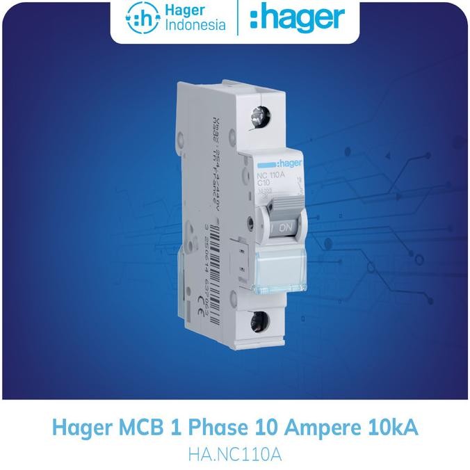 Diskon Hager Mcb 10 Ampere 10A 1 Phase 1P 1 Pole 10Ka Mcb Listrik Nc110A