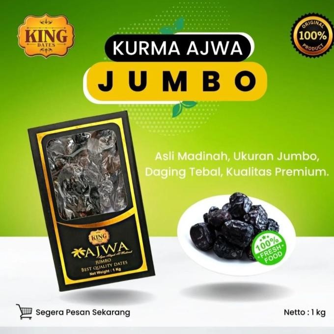 

Murah Kurma Ajwa Aliyah Madinah King Dates Mix Jumbo + Medium 1Kg Premium