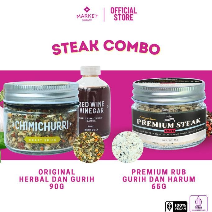

Sale Steak Combo / Chimichurri Free W Vinegar & Premium Rub - Bumbu Masak