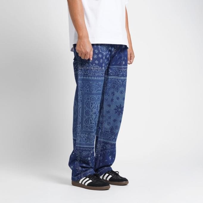 Sale Superego - Celana Fatigue Pants Jeans Denim Pria Washed Paisley