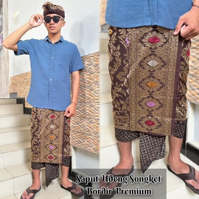 SET SONGKET BALI UDENG SAPUT KAIN PRIA