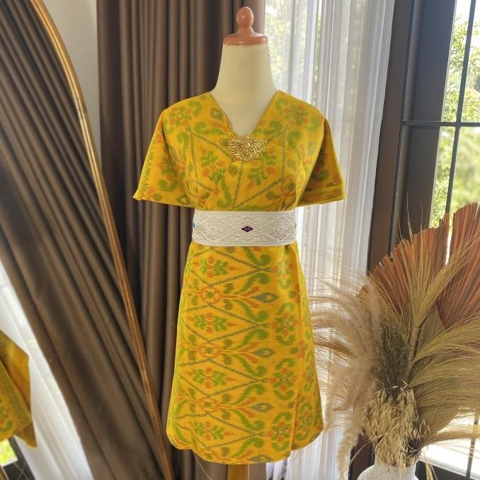 KAIN TENUN ENDEK KHAS BALI MOTIF SONGKET KUNING GRINGSING