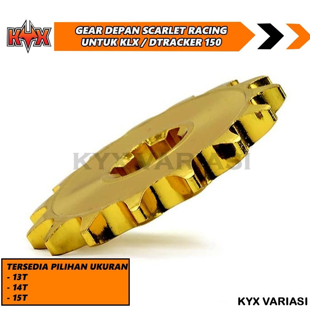 GEAR DEPAN KAWASAKI KLX DTRACKER MERK SCARLET UKURAN 13 14 15