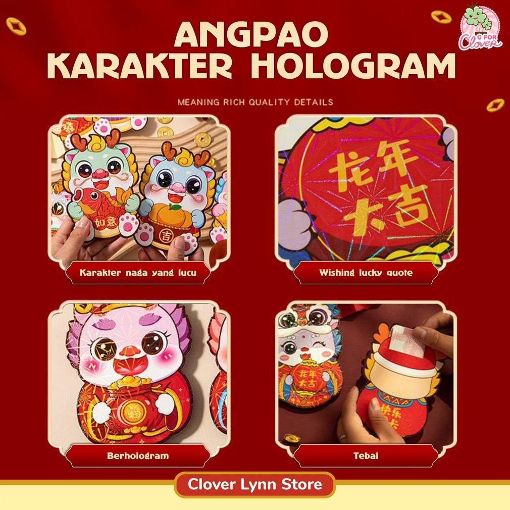 

Dh-68 Angpao Shaped Naga Imlek 2024 Isi 6 Pcs Hongbao Sincia Shio Dragon